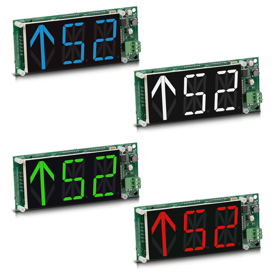 MH222-XXX | 2.2 Inch Characters 2.5 inch Arrow RDI 7.5"W (7.88 w/ Passing Chime) x 3.1"H x 0.875"D Horizontal